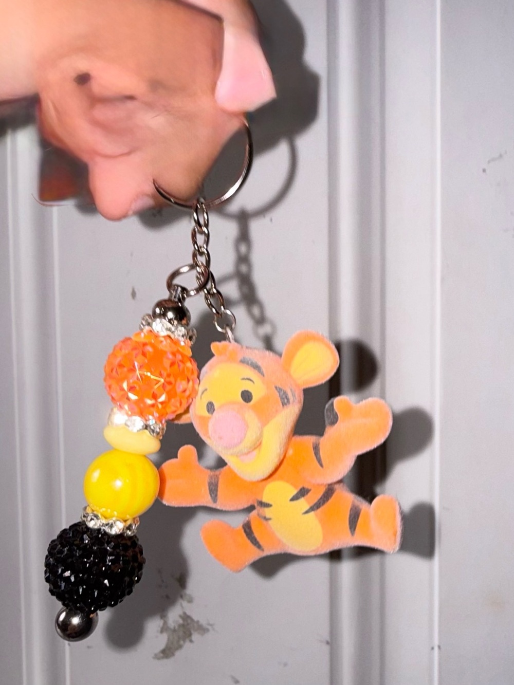 Orange Tigger Plush Keychain for Kids - Cute Cartoon Tiger Charm